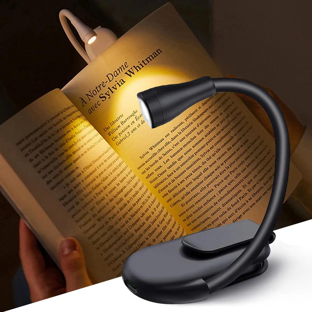 USB 충전식 휴대용 독서등, 침대 독서, 책 애호가 선물, LED 북라이트, 3 색